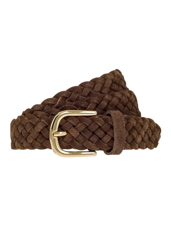 VANZETTI Braided Suede Belt with Gold Buckle V6238R3215