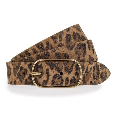VANZETTI Leopard Suede Belt with Square Buckle V6207A6725
