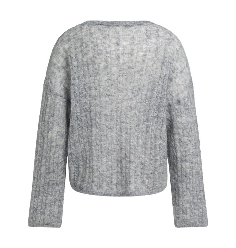 YAYA Oversized Cable Knit Sweater 01-000628 Grey Melange