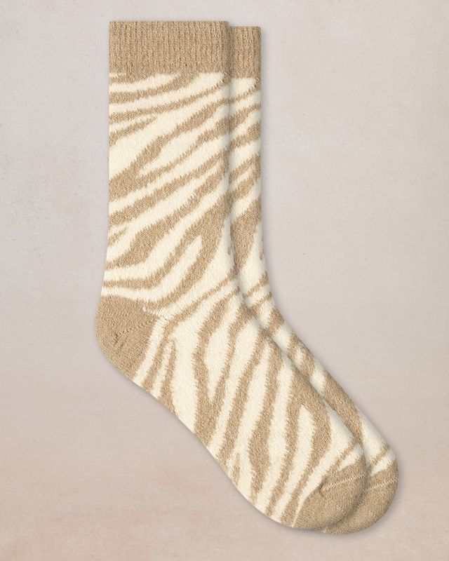 BLEU FORET Alpaca Wool Zebra Socks 6626 Camel