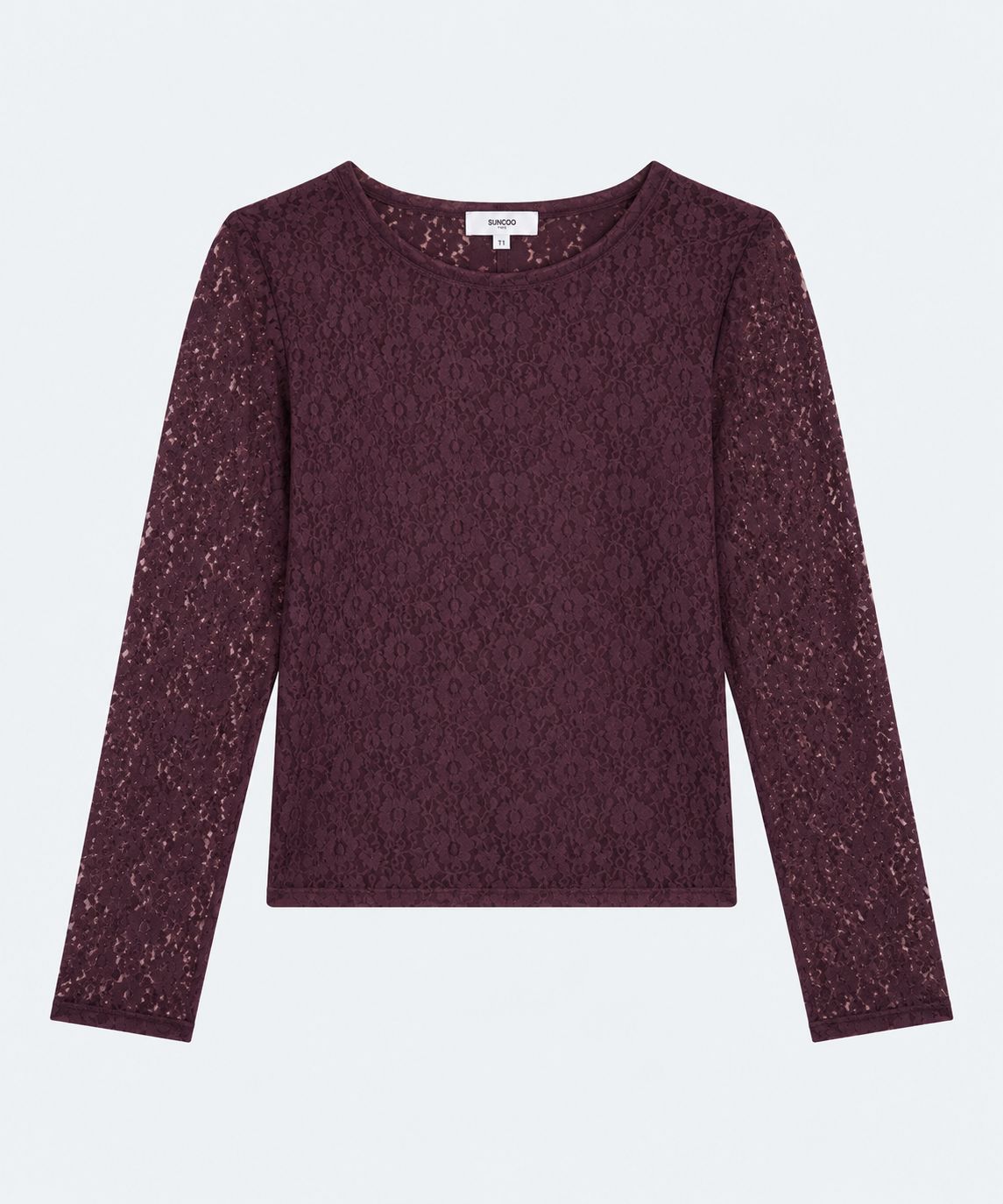 SUNCOO PARIS Molly Lace Top H26C08057 Prune