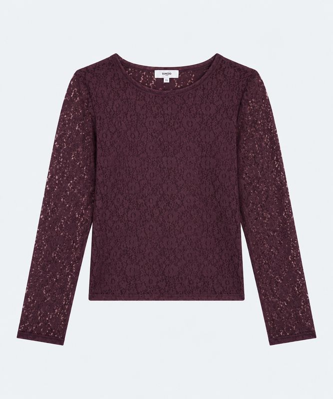 SUNCOO PARIS Molly Lace Top H26C08057 Prune