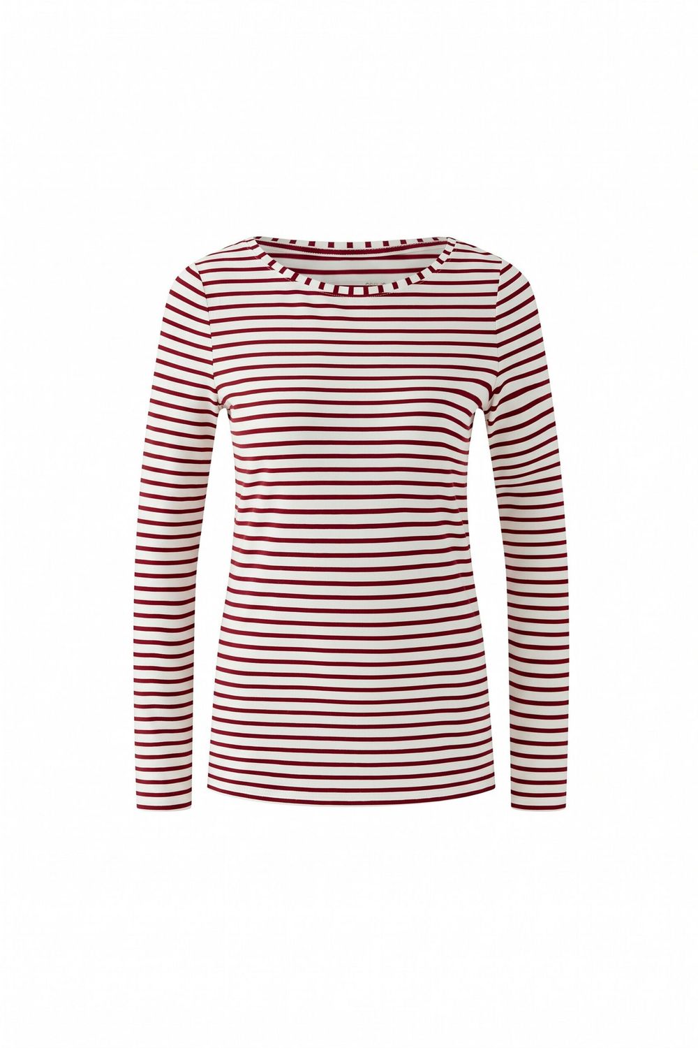 OUI Striped Long-Sleeve T-Shirt Offwhite Dark Red 88220