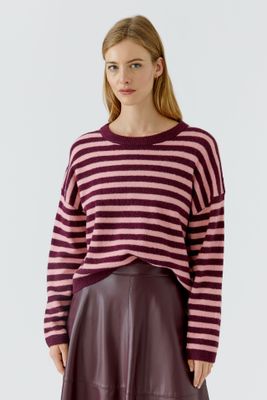 OUI Striped Sweater Dark Red Red 92275