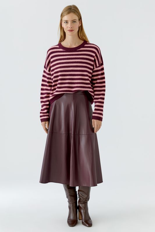 OUI Striped Sweater Dark Red Red 92275