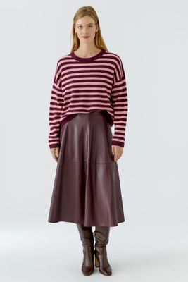 OUI Striped Sweater Dark Red Red 92275