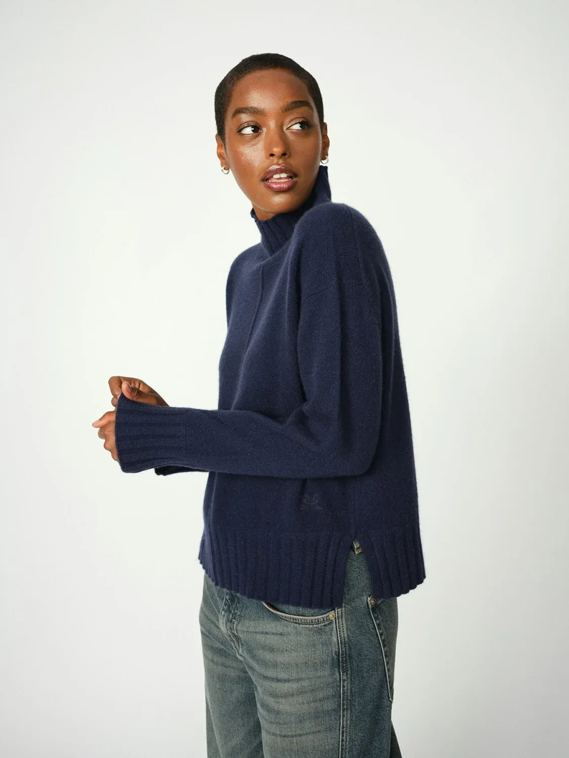 MOS MOSH MMBine Fine Lux Highneck Knit 183620 Navy Blazer