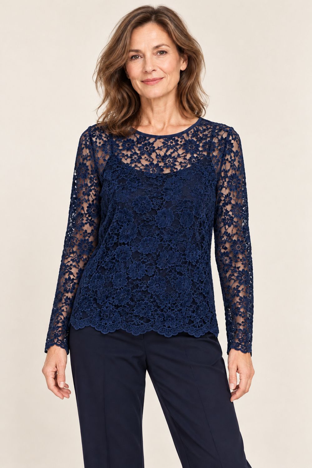 MOS MOSH MMMiriel Velvet Lace Blouse 183980 Navy Blazer