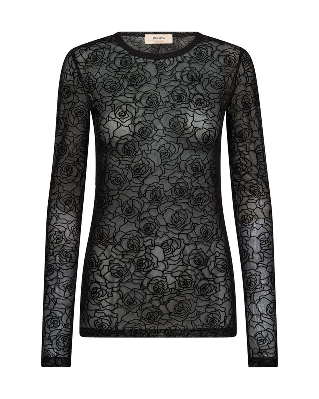MOS MOSH MMRose Sheer Floral Tulle Top 184290 Black