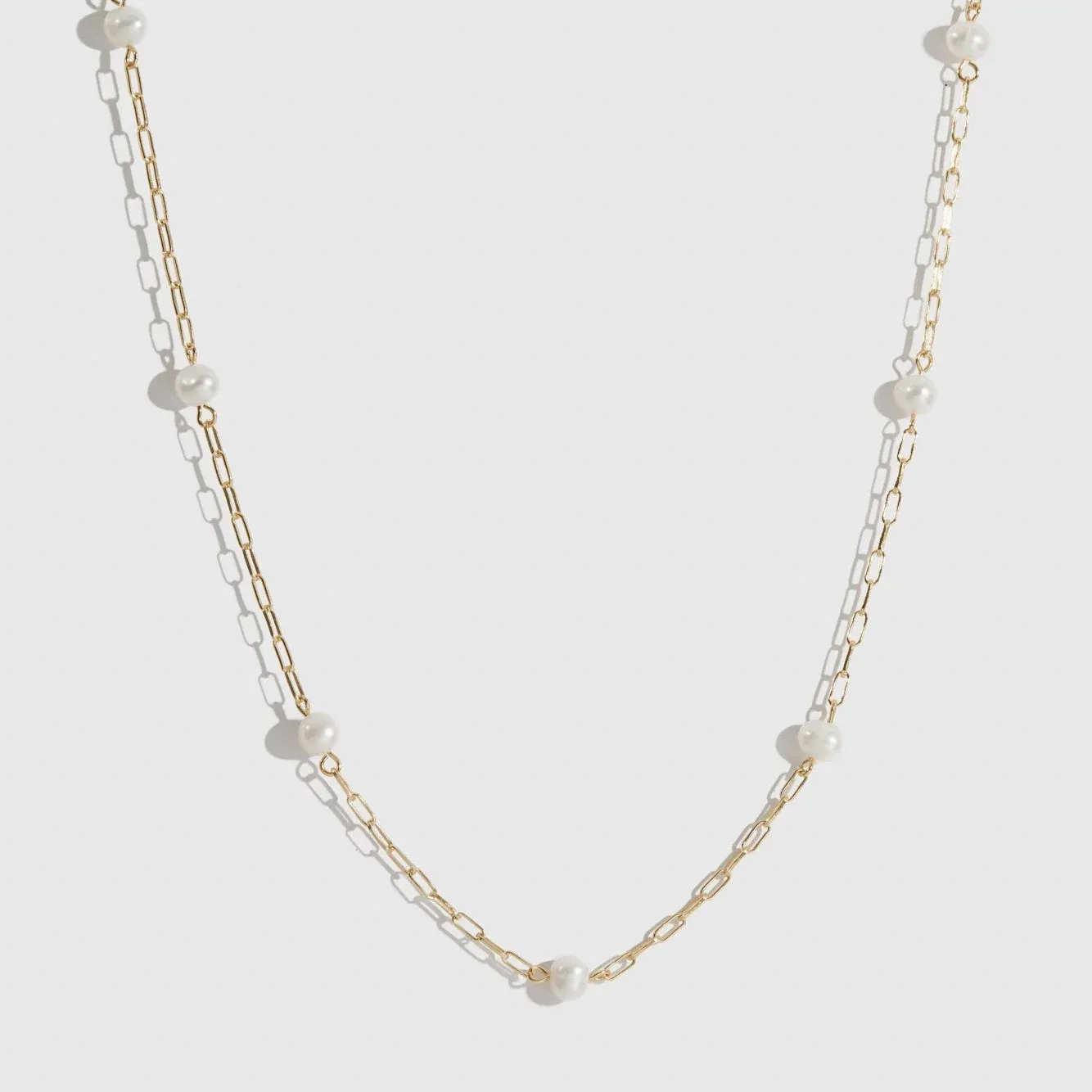 DRAE Collier à maillons trombones et perles NC-098, Material: Or (gold)
