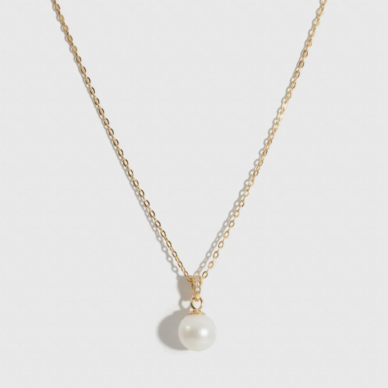 DRAE Solitaire Cultured Pearl Pendant Necklace NC-099, Material: Or (Gold)