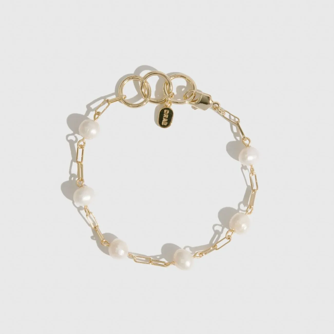 DRAE Paperclip and Pearl Bracelet BR-034, Material: Or (Gold)