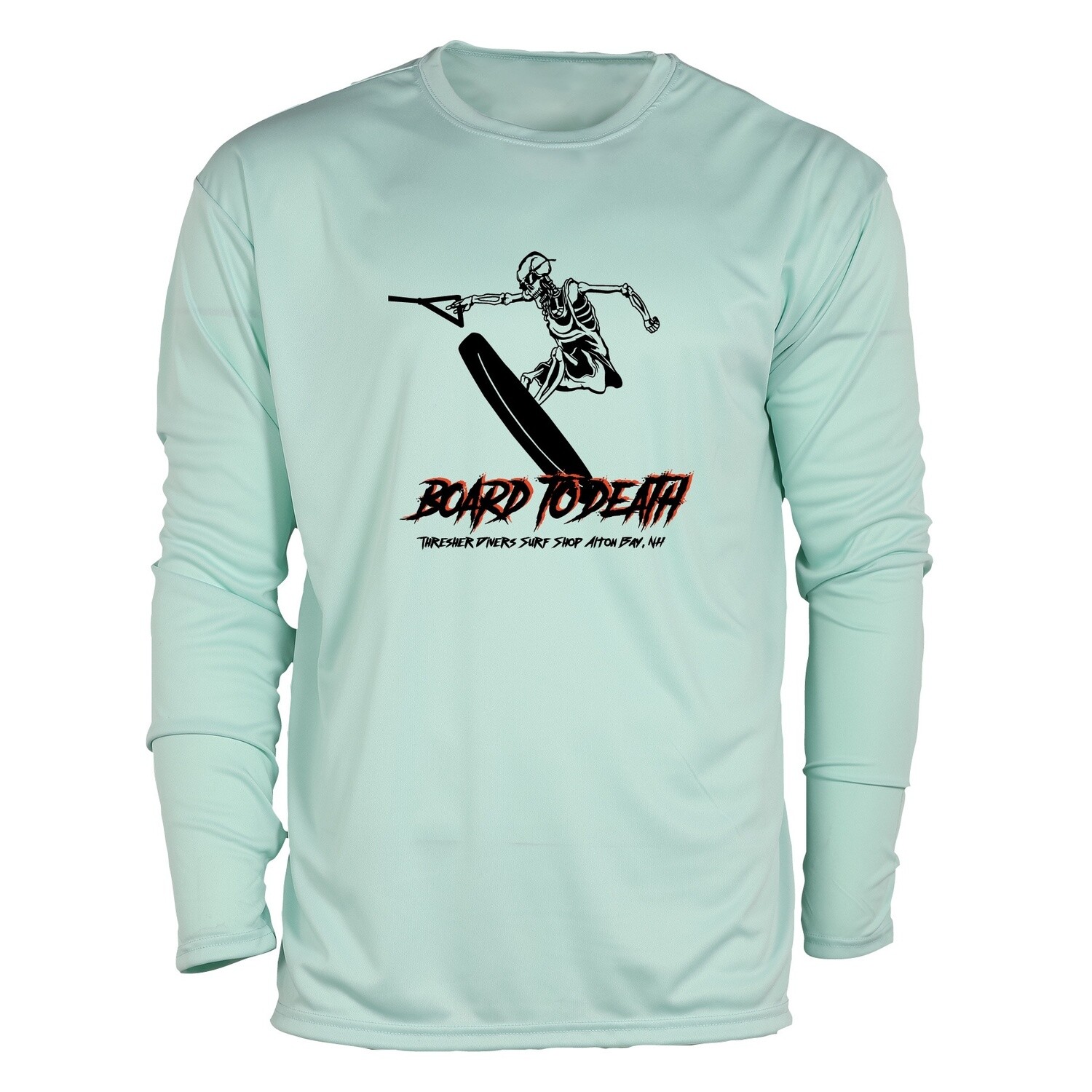 Long Sleeve Performance Shirt, Size: SM, Colour: Pastel Mint, Design: Board to Death