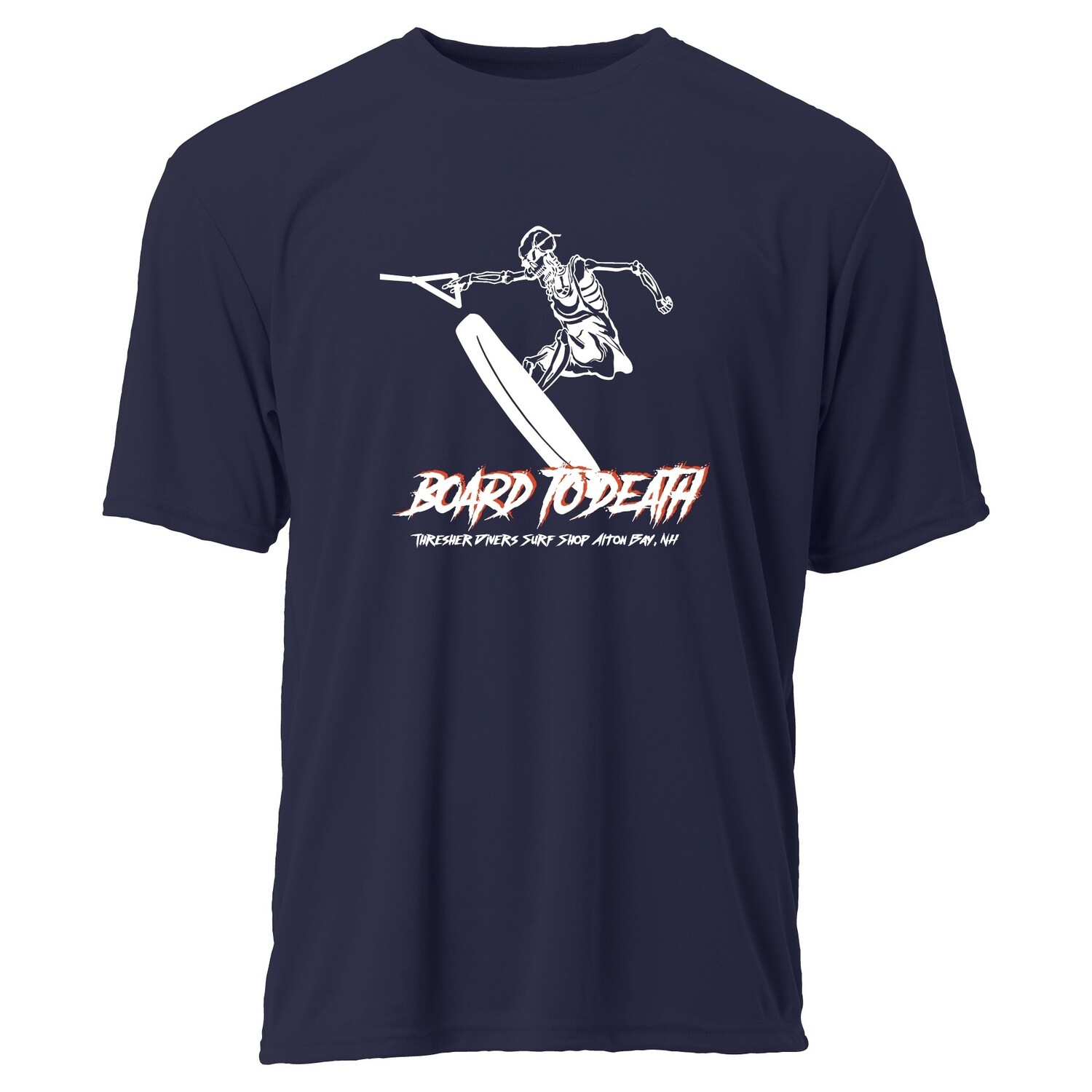 Youth Short Sleeve Performance Shirt, Size: SM, Colour: Navy, Design: Board to Death