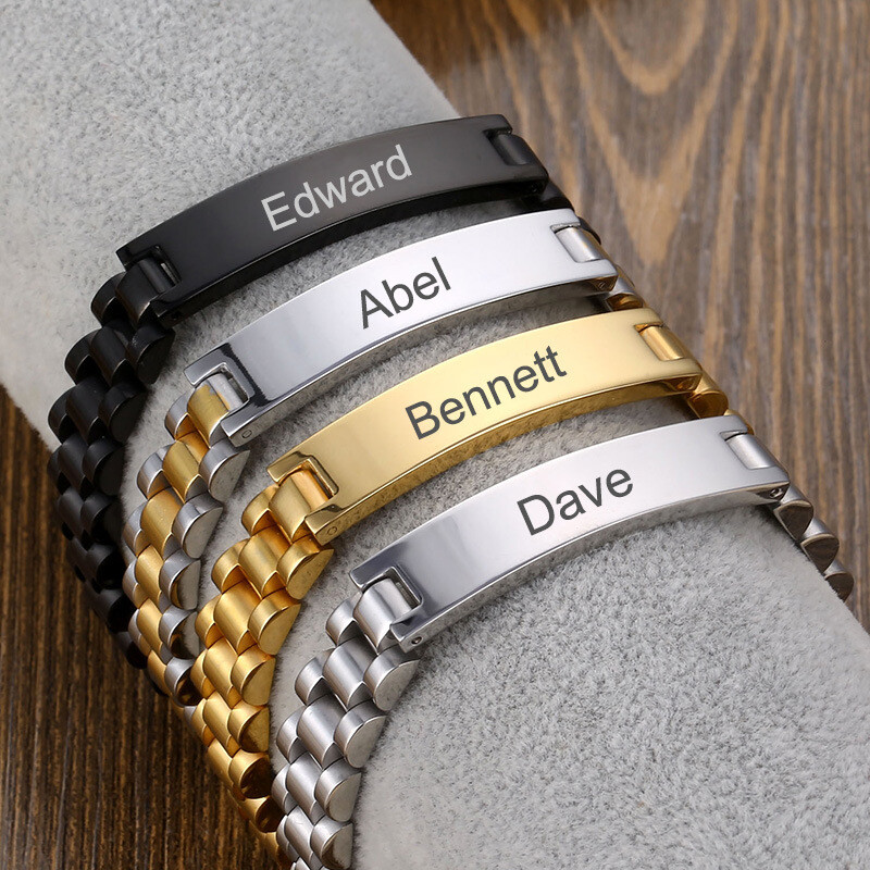 Amazon Explosive Titanium Steel Jewelry Free Lettering Trend Personalized Titanium Steel Bracelet .