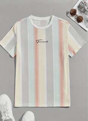 Apricot ​Men&#39;s Trendy Vertical Striped T-shirt