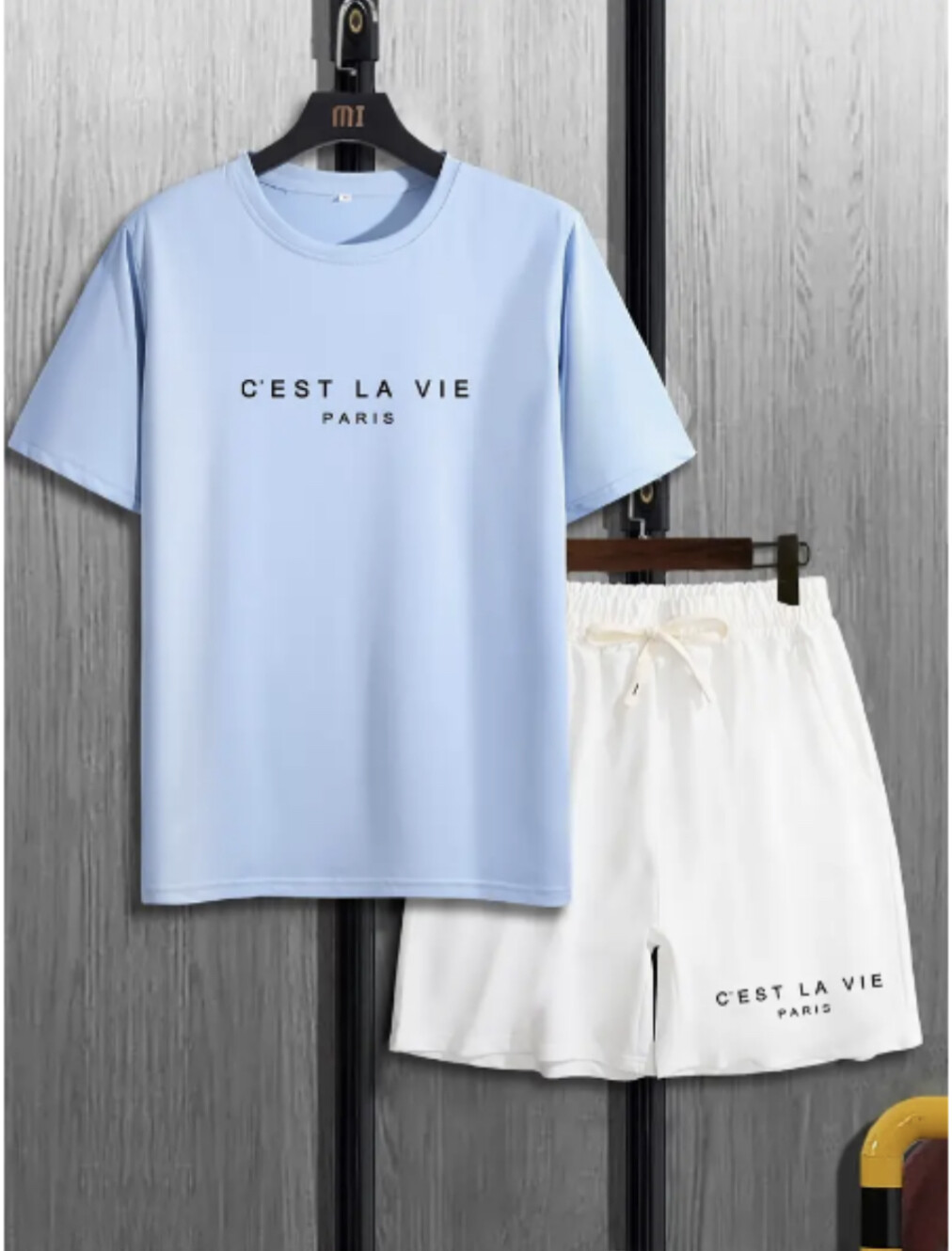Round Neck Short Sleeve T-Shirt And Drawstring Shorts