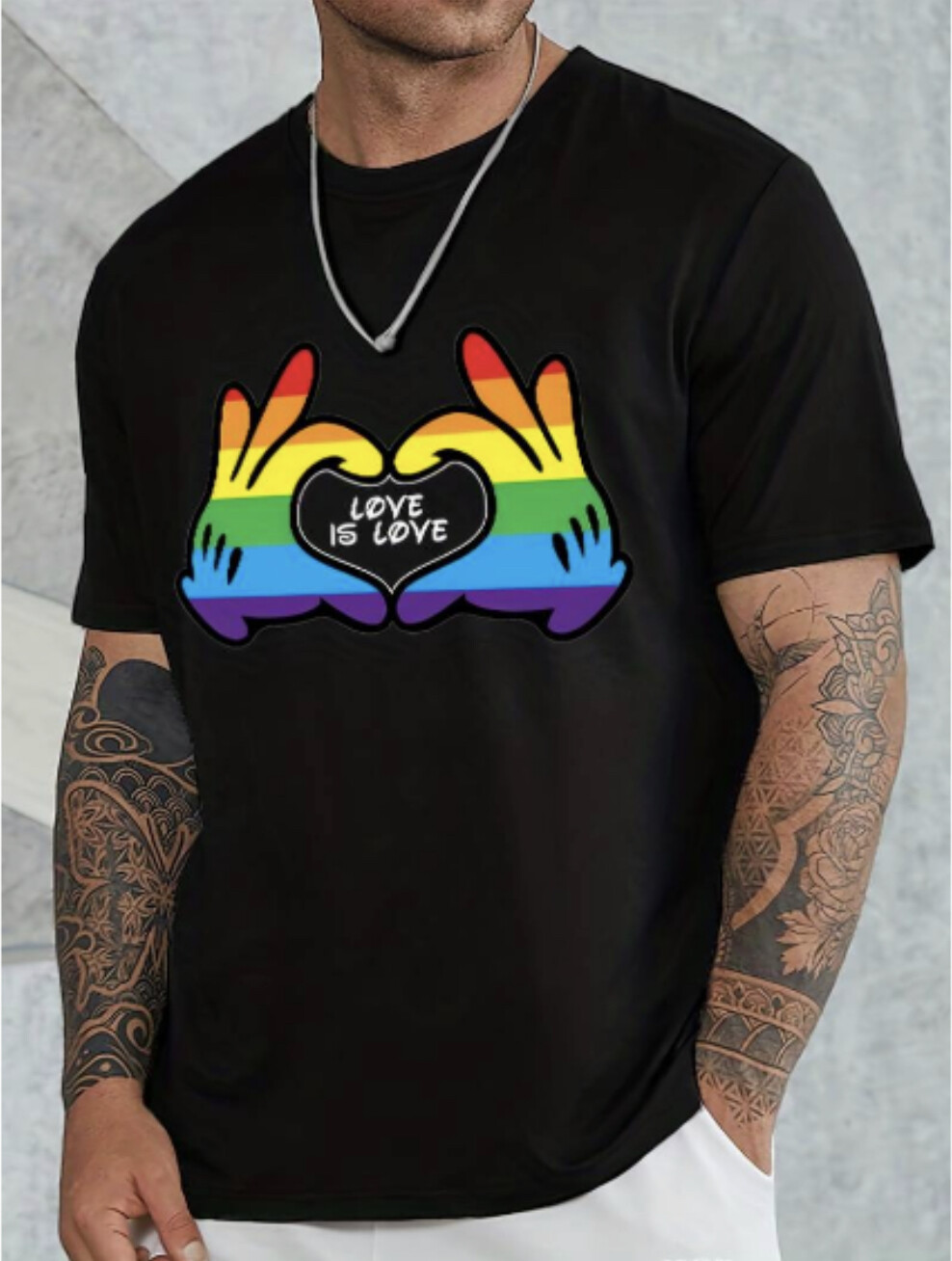 Heart Pattern T-shirt, Men&#39;s