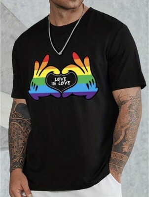 Heart Pattern T-shirt, Men&#39;s