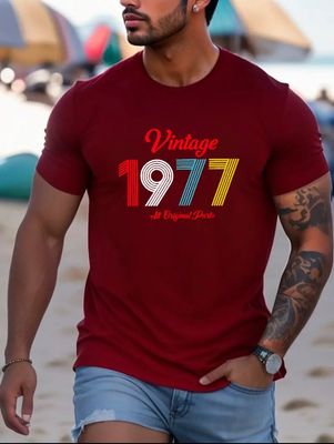 Summer Casual T-Burgundy Shirt Short Sleeve