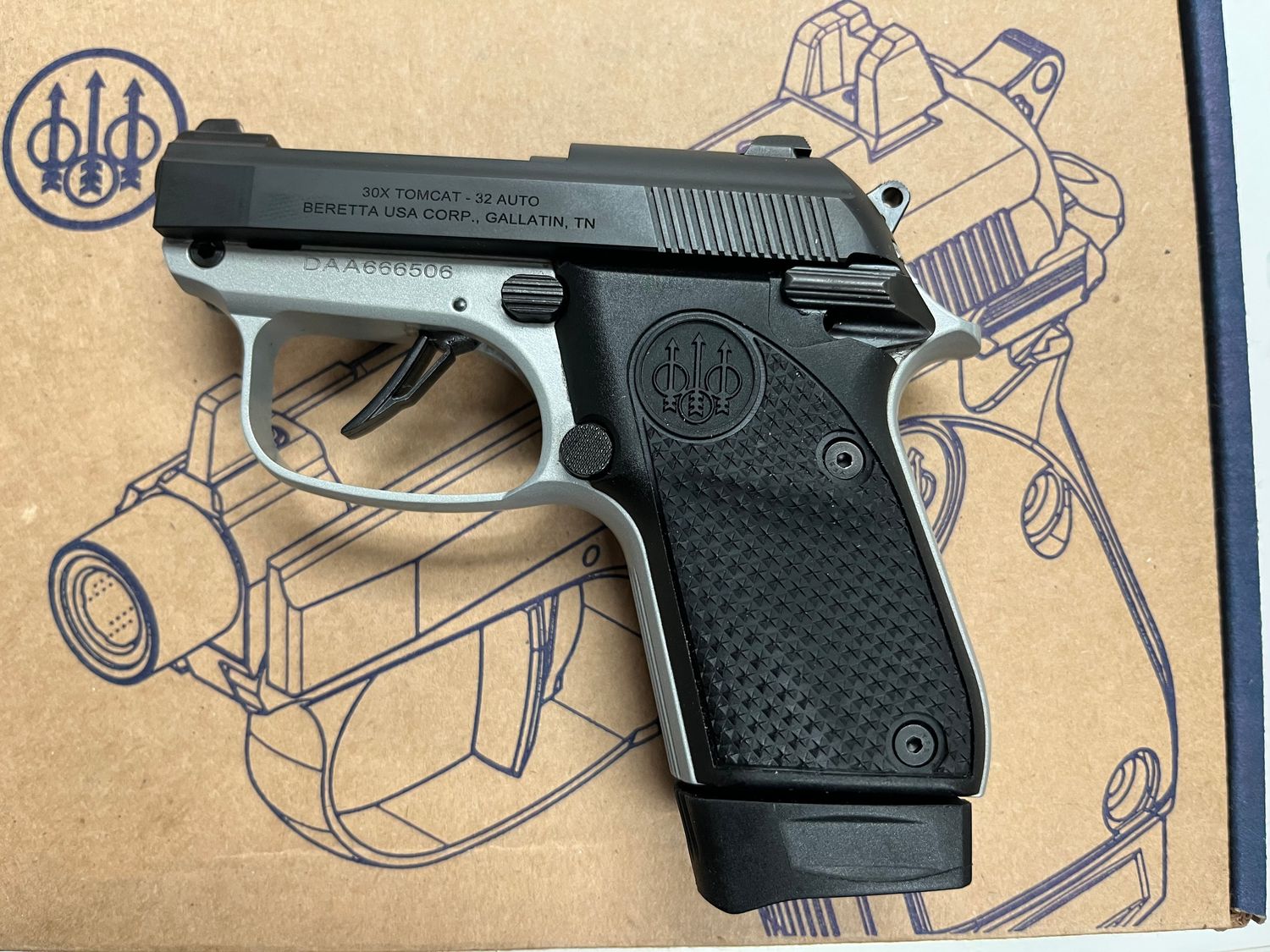 Beretta 30X Tomcat, Silver/Black - Two Magazines + Holster