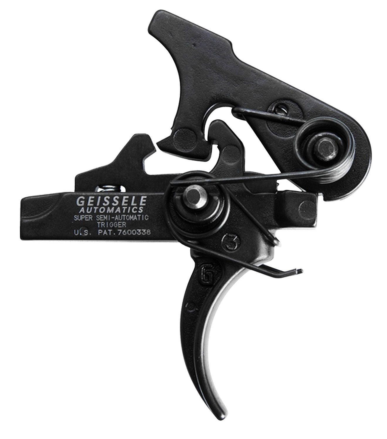 Geissele Automatics SSA Two-Stage Curved Trigger with 4.25-4.75 lbs Draw Weight &amp; Black Oxide Finish for AR-Platform
