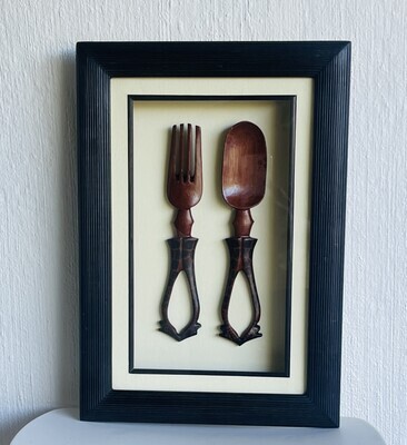 Framed Wood Carving - Fork & Spoon