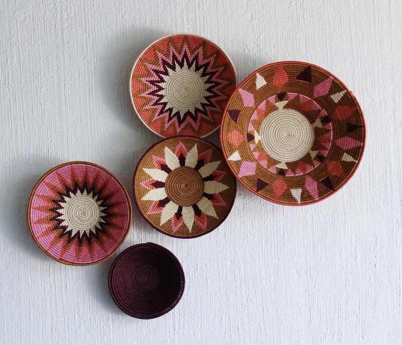 Swazi Wall Basket Set - Fuchsia S1