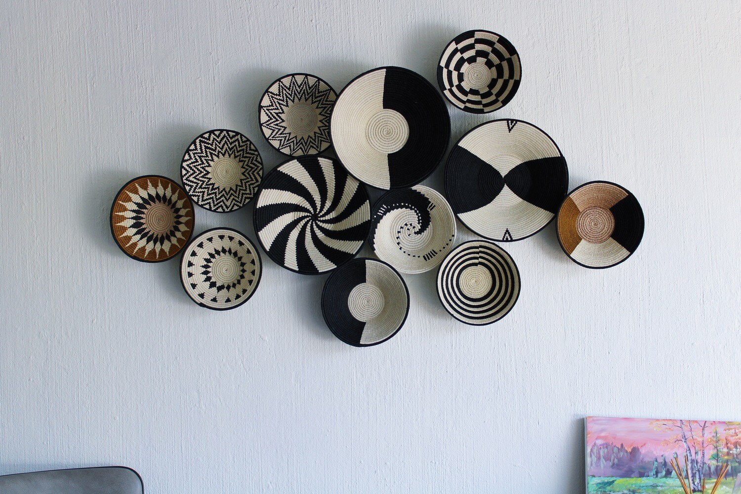 Swazi Wall Basket Set - Combo Earth Tone Zebra S1