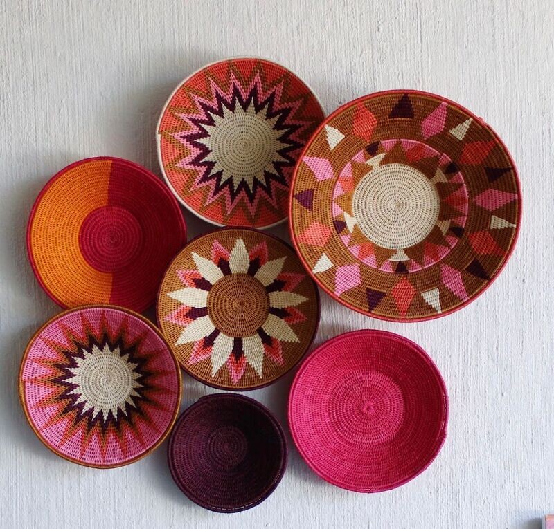 Swazi Wall Basket Set - Fuchsia S2