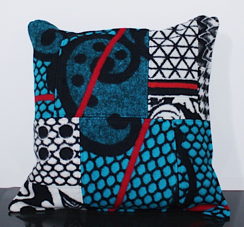 Bright Blue & Red Kobo Cushion