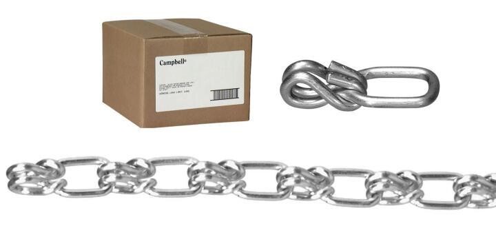 1/0 Lock Link Single Loop Chain, Wrapped, Zinc Plated, 100&#39; Carton