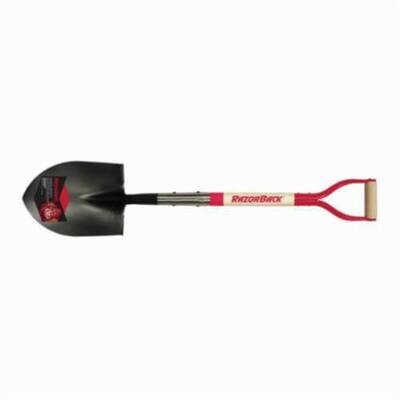 Razor-Back® Round Point Shovel, Hardwood Handle, Steel D-Grip Handle