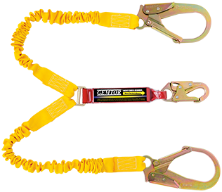 Lanyard, 100% tie-off, Stretch Energy Absorbing, #5155 on one end, #3100 on other two ends, 6&#39;