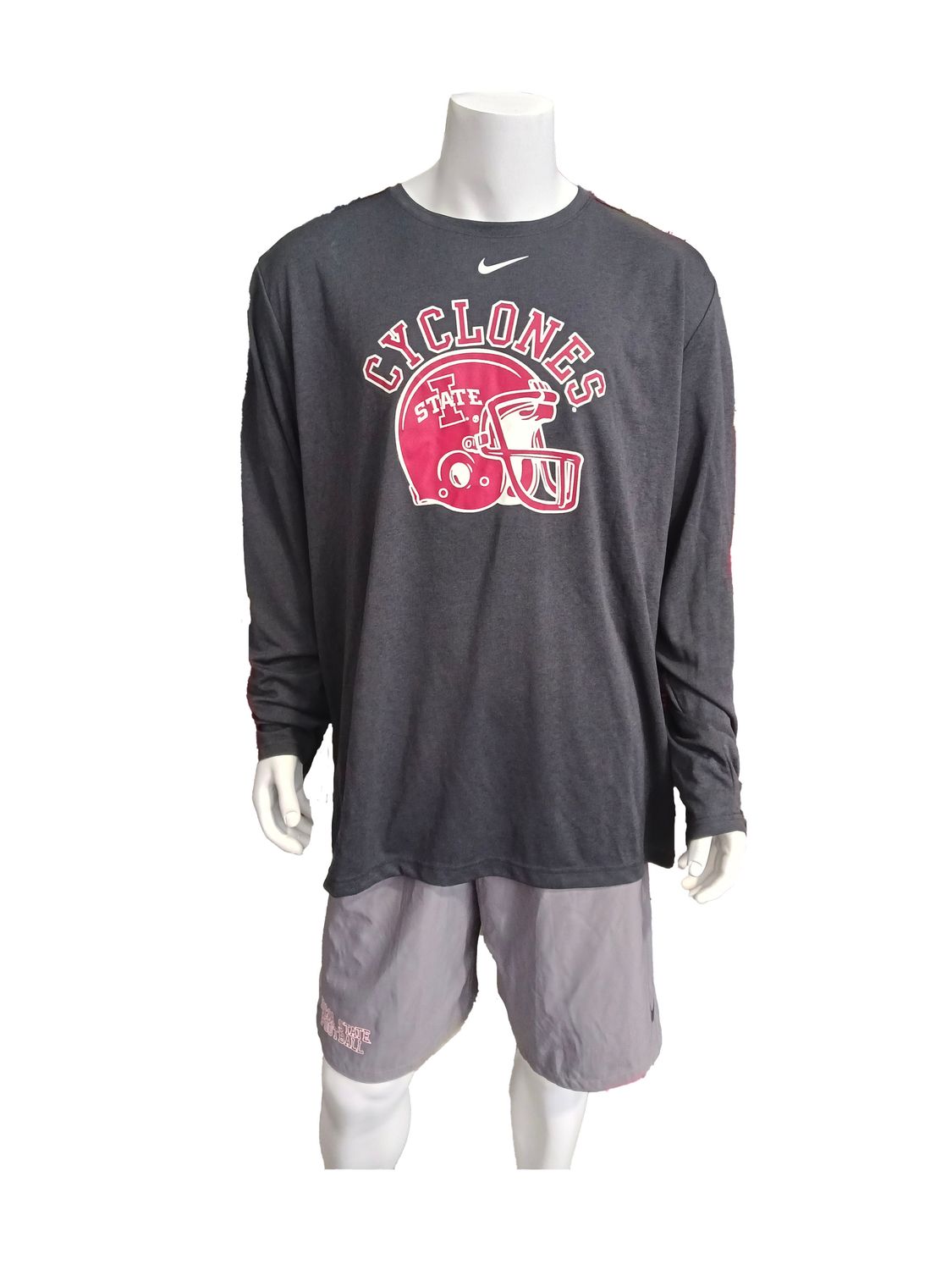 Nike Grey Cyclones Helmet Camping World Bowl Long Sleeve T-Shirt