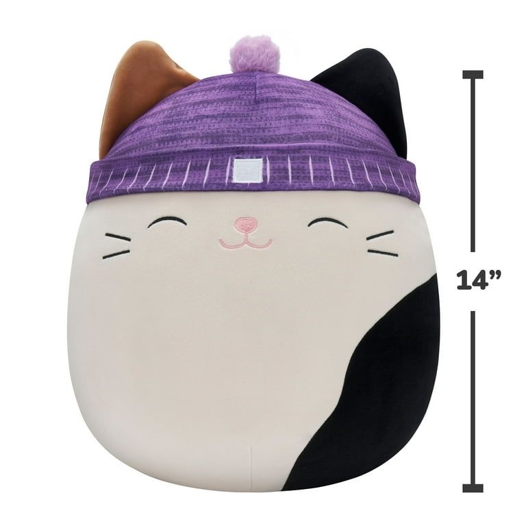 Squishmallows Original 14 inch Cam the Calico Cat with Purple Hat - Child&#39;s Ultra Soft Plush Toy