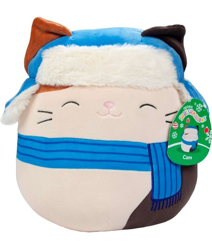 Squishmallows Cam The Winter Holiday Cat, Christmas Plush Kitty Stuffed Animal Toy 10-Inch