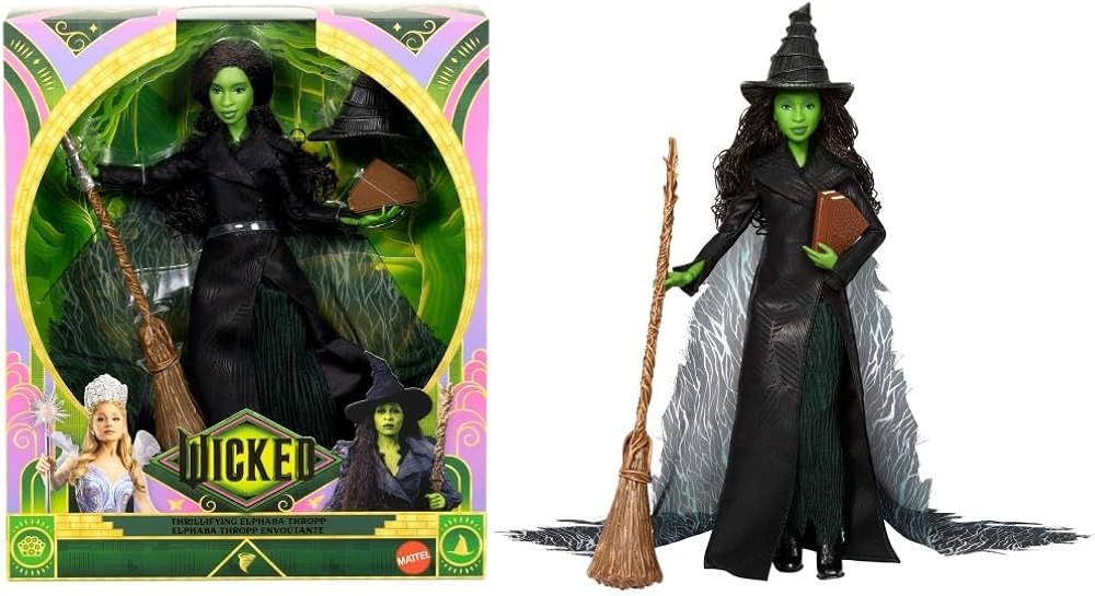 Universal Pictures&#39; Wicked Deluxe Elphaba Fashion Doll Inspired by The Movie, for Good, with Removable Outfit, 4 Accessories