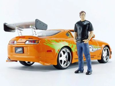 Jada Fast &amp; Furious Brian’s 1995 Toyota Supra Diecast Model – 1:24 Scale Durable Die Cast Car – Includes Brian O' Conner Figure