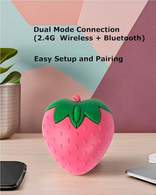 Wireless Bluetooth Mouse Cute Pink Fruit Strawberry