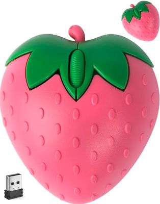 Wireless Bluetooth Mouse Cute Pink Fruit Strawberry