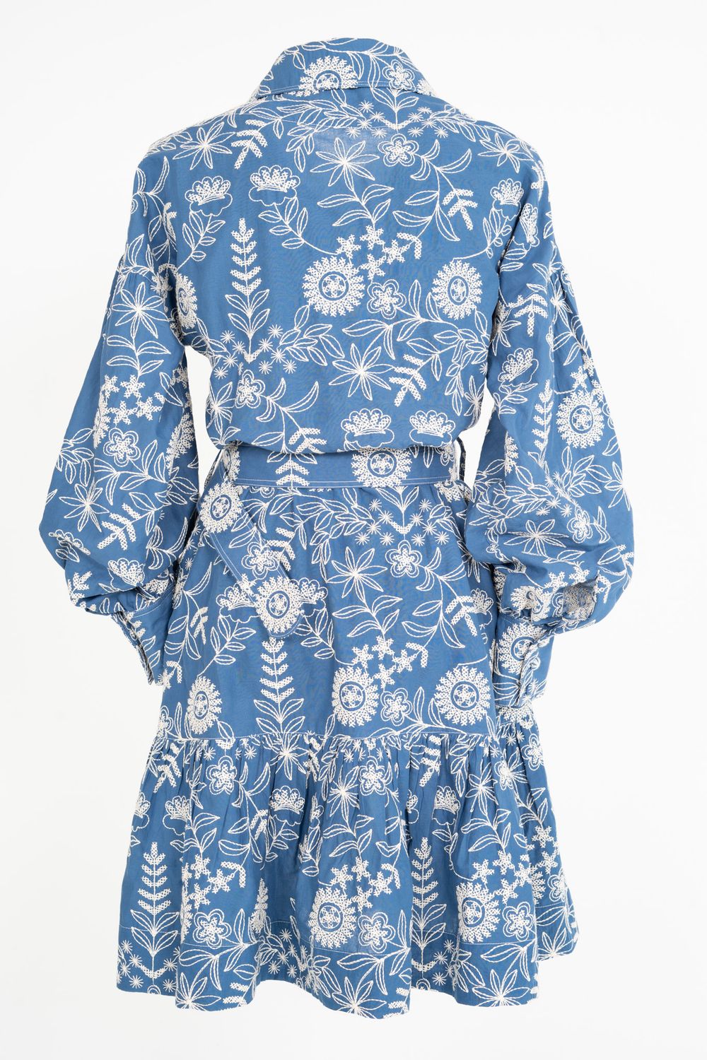 Belted Embroidered Cotton Shirtdress