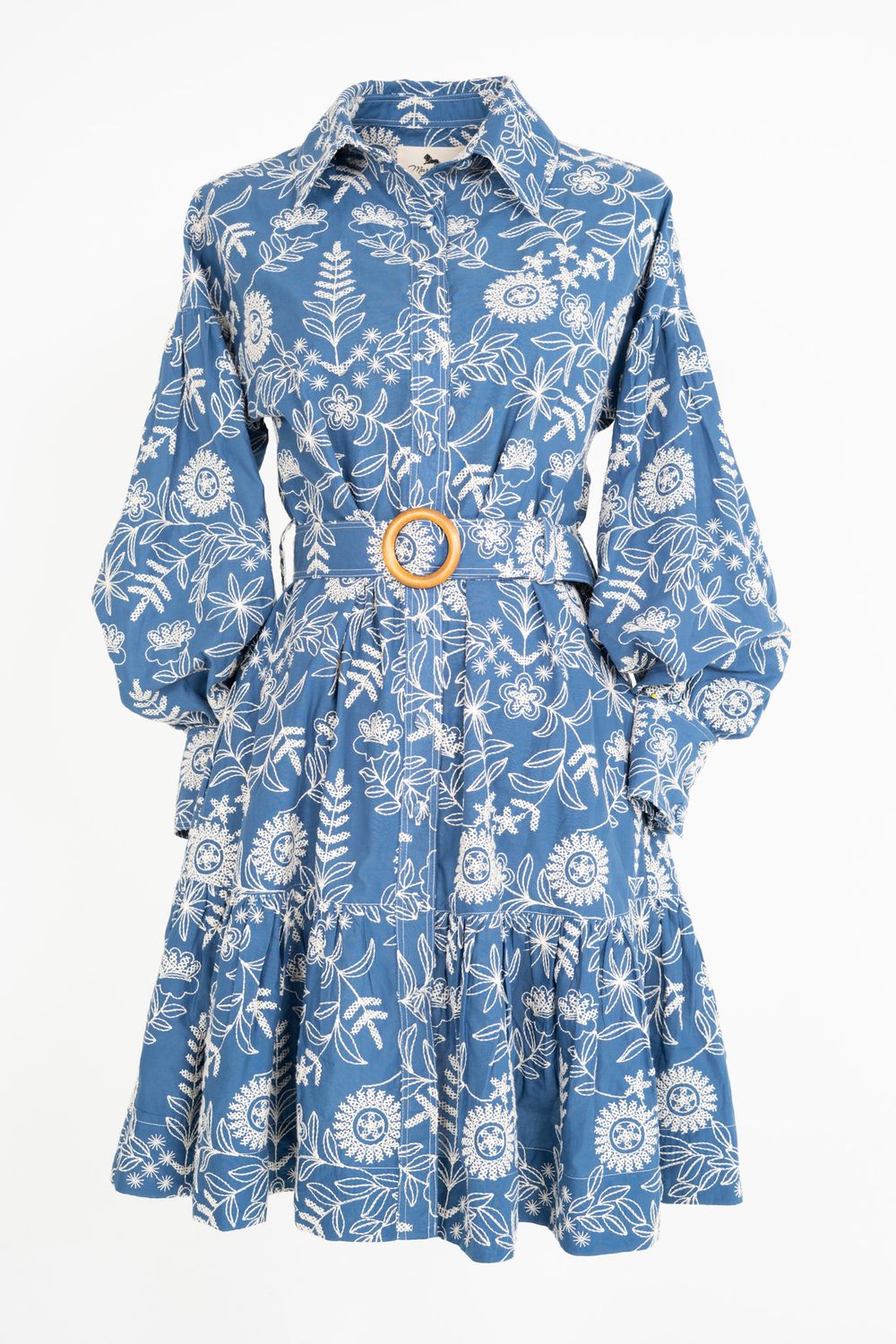 Belted Embroidered Cotton Shirtdress