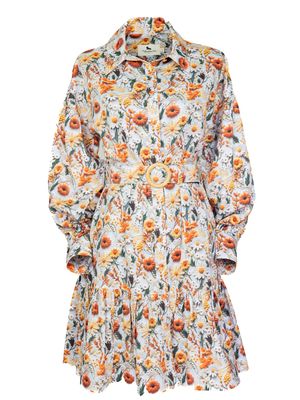 Summer Floral Premium-Cotton Shirtdress