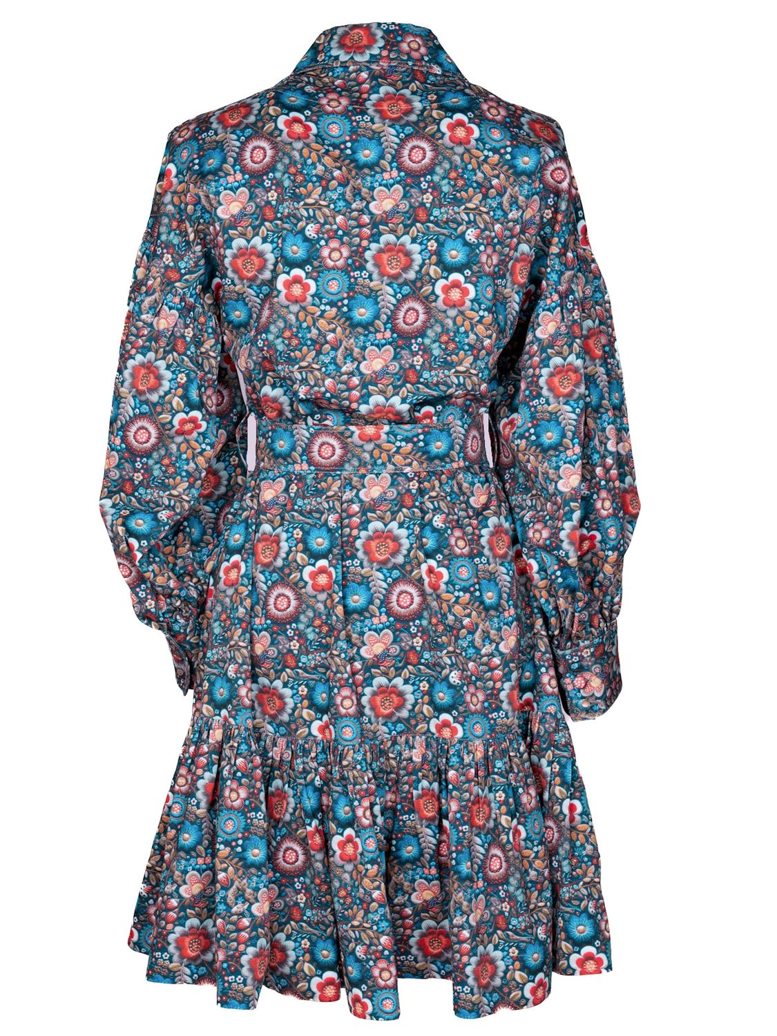 Blue floral Premium-Cotton Shirtdress