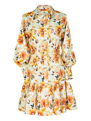 Vibrant Floral Premium-Cotton Shirtdress