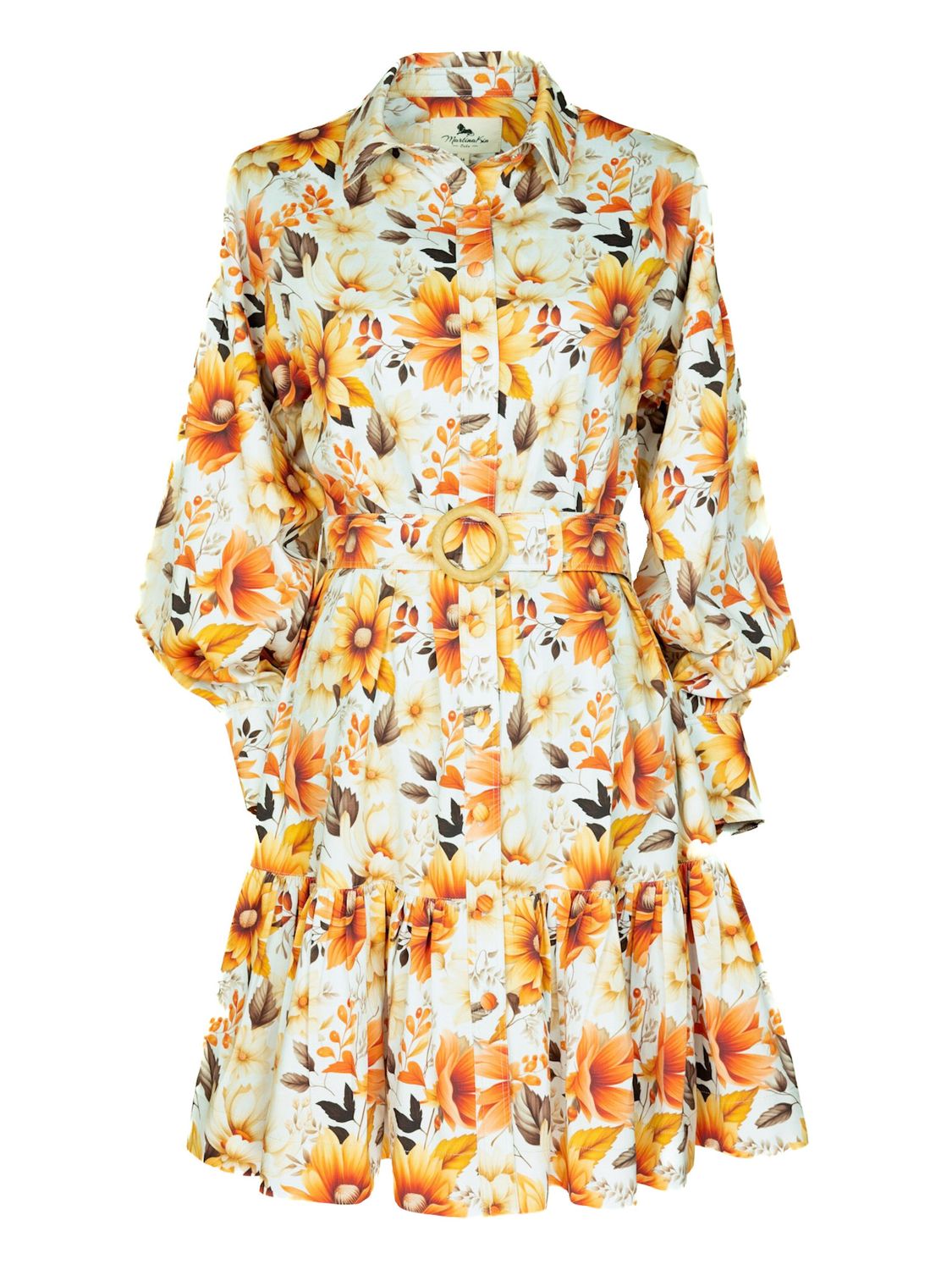 Vibrant Floral Premium-Cotton Shirtdress
