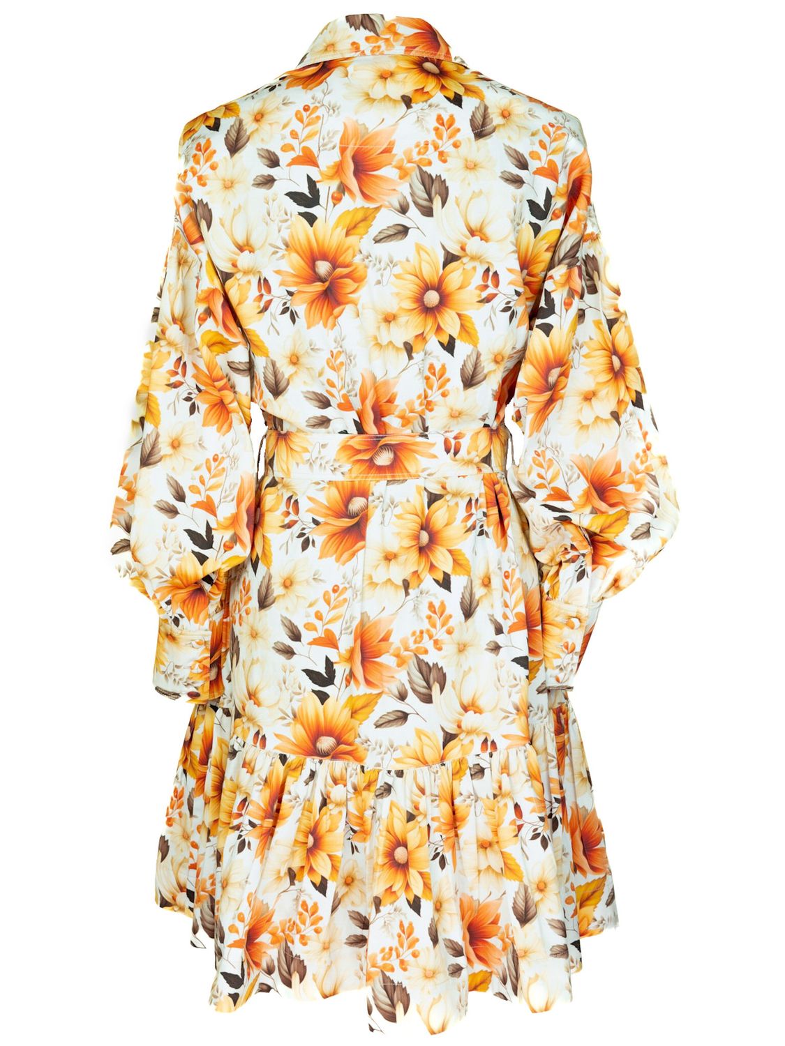 Vibrant Floral Premium-Cotton Shirtdress