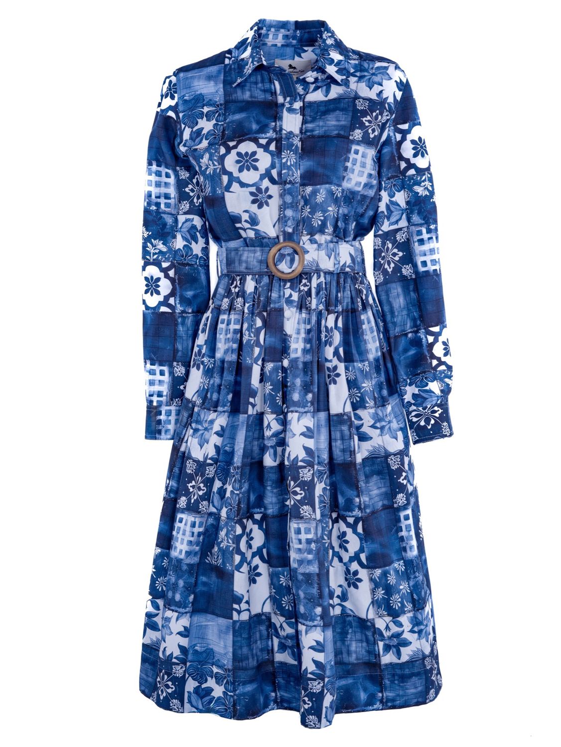 Premium-Cotton Patchwork Shirtdress