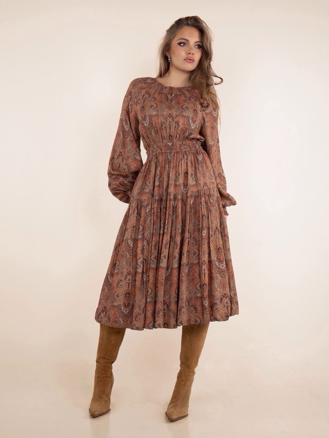 Baroque Viscose Midi Dress